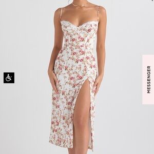 House of CB Floral Pink and White Midi Dress